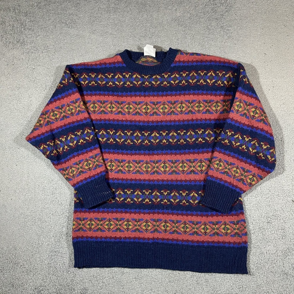 Vintage Laura Ashley Women's Embroidered 100% Wool Sweater Long Sleeve #3489